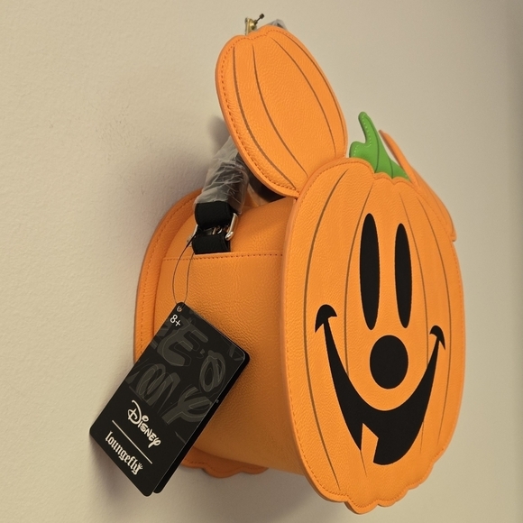 Loungefly Mickey Mouse Jack-o-Lantern Crossbody Bag Purse - Picture 8 of 12